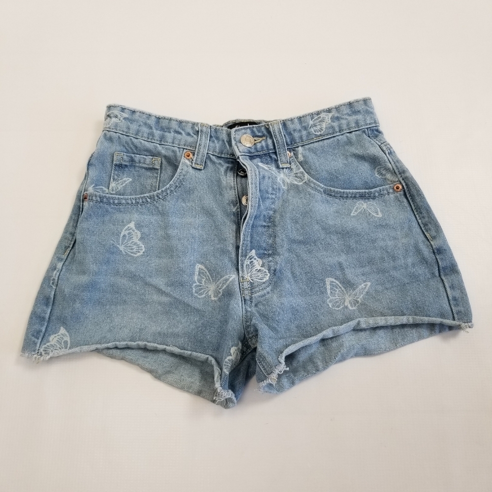 Simple Society Denim Butterfly Shorts Size 00